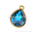 2014 New Arrived Framed Imitation gemstone point pendant Glass Gold Bezel Paw Setting gemstone Connectors for Jewelry Making